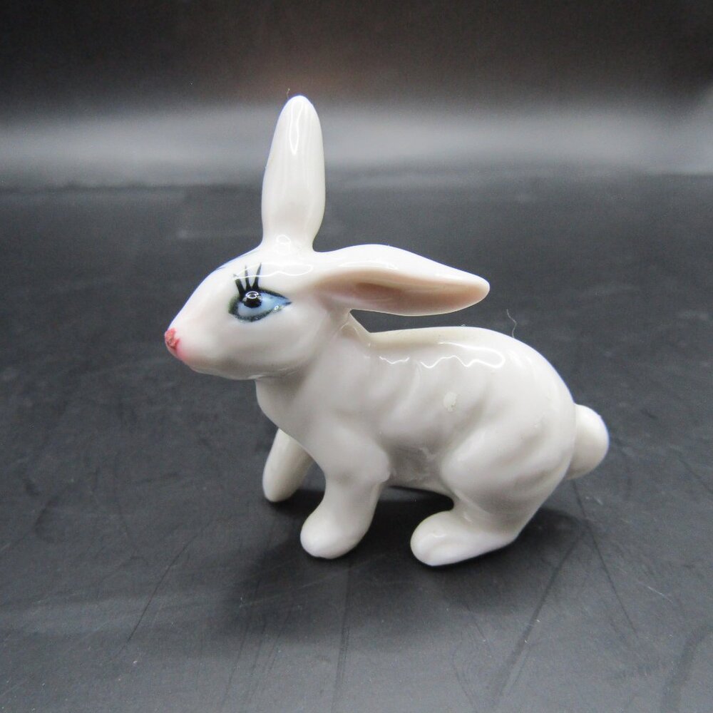 Miniature White Porcelain Rabbit Figurine - Picture 2 of 8